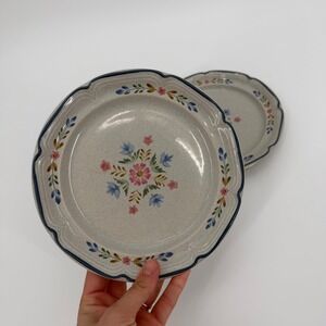 International American Patchwork Heritage Floral Stoneware Plates Set 2